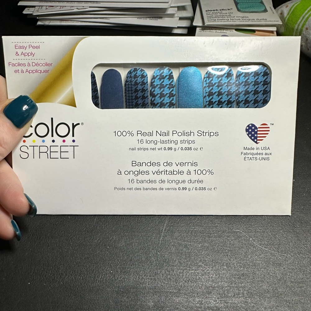 Teal and black nail stickers